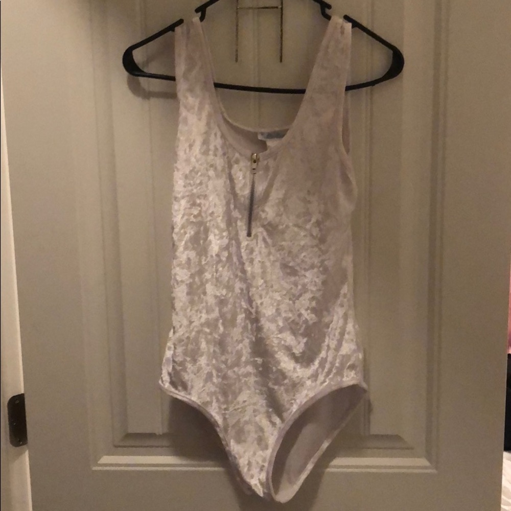iHeartRaves White Velvet Bodysuit